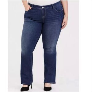 Torrid Luxe Slim Boot Jeans Super Stretch Bootcut Dark Blue Mid Rise Plus Sz 16T
